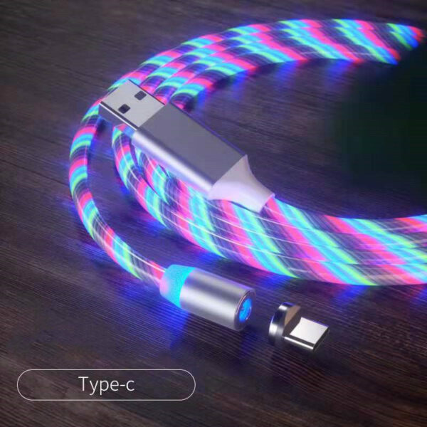 Magnetic Charging Cable Streamer Fast Charging Cable Lighting Micro USB Cable LED Magnet Charger Type-C Cable - Image 3